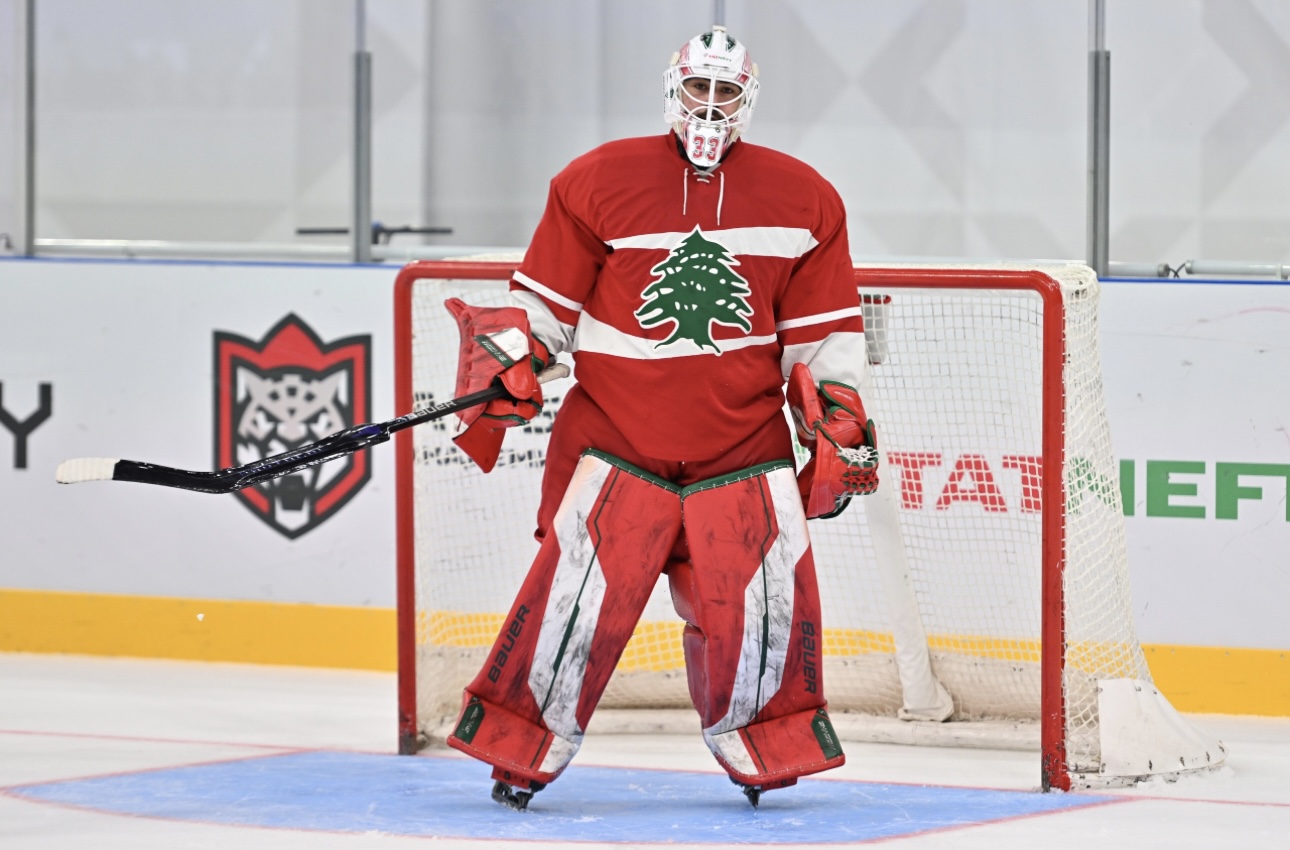 Issam Ghotmeh in goalie gear representing the Lebanese National Team